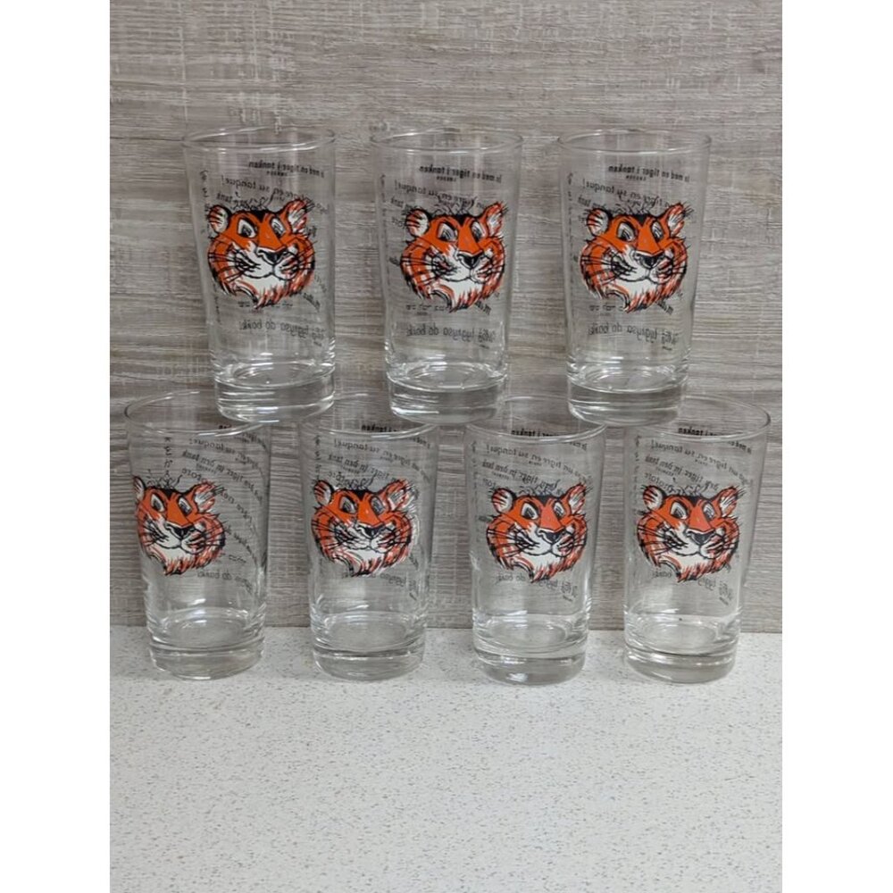 Seven (7) Vintate Esso/Exxon Tony the Tiger Highball Glasses